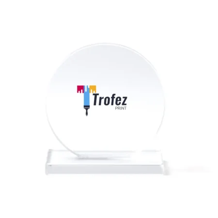 Trofeu din sticla rotund mic personalizat
