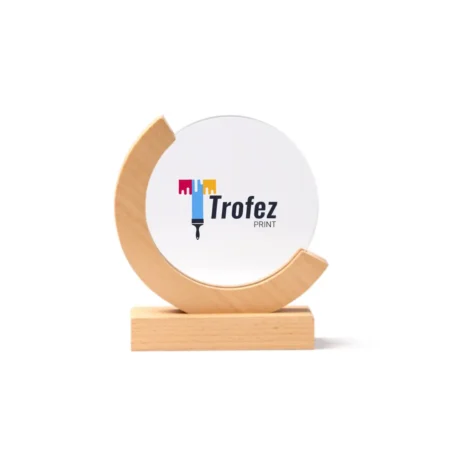 Trofeu din sticla rotund personalizat